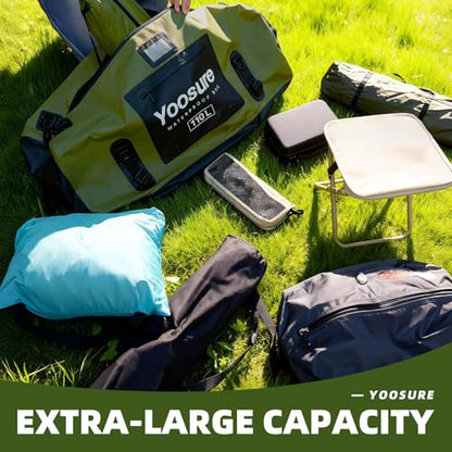 110L Waterproof Duffel Bag 35IN - Airtight Zipper Dry Bags, Extra Large Dry Bag with Straps&Handles for Camping Boating Kayaking Rafting Canoeing Gym Beach Car Roof Storage (Black) - color: Black