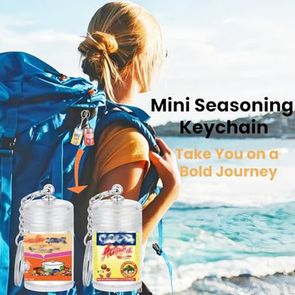 Mini Adobo Seasoning Keychain Bottle – 1.8in Empty Spice Jar with Shaker Cap – Travel Refillable Container for Camping, Lunchboxes & Gifts – AS Plastic – 1-Pack