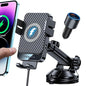 Wireless Car Charger, MOKPR 15W Fast Charging Auto-Clamping Car Mount Universal Hands-Free Car Charger Mount for Dash Windshield Air Vent Compatible with iPhone 15/14/13/12, Samsung S23/S22/S21 Black - color: Light Black with qc 3.0