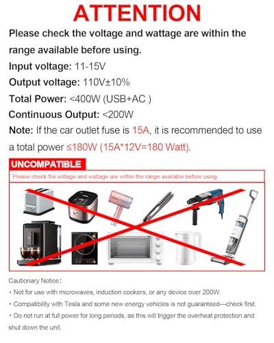 400W Car Power Inverter 12V to 110V AC｜24W+65W USB C, Laptop Charger | 65w Fast Charger,2 AC Output,Aluminum alloy casing - color: BLACK
