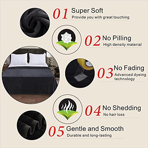 Polar Fleece Blanket Travel Size Lightweight Throw for The Bed Extra Soft Brush Fabric Super Warm Sofa Blanket 50"x 61"(Black Travel) - color: Charcoal Grey, size: Travel (50-Inch-by-61-Inch)