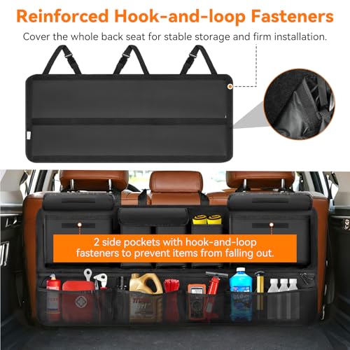 Trunk Organizer for SUV, 43" x 19" Large Capacity Car Organizers and Storage, Backseat Hanging Storage Bag with 10 Pockets, Adjustable & Waterproof Car Interior Accessories for SUV Truck MPV