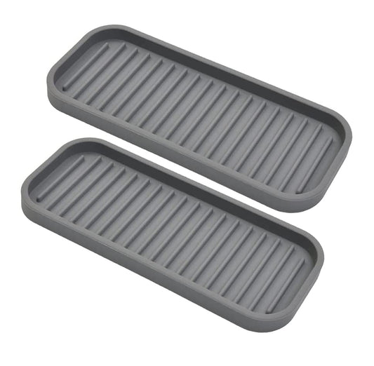 Silicone Sponge Holder - Dish soap Holder for Kitchen Counter 2 Pack, Waterproof Sponge soap Tray for Kitchen Sink Bathroom, Multipurpose Sink Caddy Organizer for soap Dispenser Scrubbers Makeup Gray - color: Gray