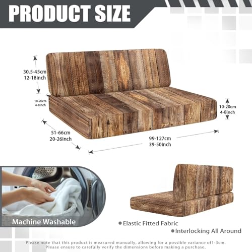 NDISTIN Wood RV Dinette Cushion Covers 2Pcs RV Dinette Cushion Covers Wood Stretchable Washable Couch Cover Replacement Stretch Sofa Furniture Protector for Travel Trailer Couch - color: Wood