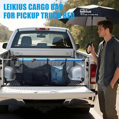 2PK 79 inch Heavy Duty Adjustable Cargo Bars,200LB Capacity，Non-Slip Truck Bed Divider for Pickup Truck Bed,Aluminum Handle Cargo Bar for SUV, Trailer, Van, Come with 2 Bars, 2 Dividers, 1 Net - size: 2 Packs
