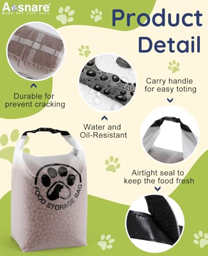 Pet Food Storage Bag for Travel - Transparent Leak-Proof Dog Food Container with Roll-Top Closure, Keeps Kibble Fresh for Camping Trip, Dog Boarding, Weekend Getaways (42 Cups+bowl) - size: 42 Cups+bowl
