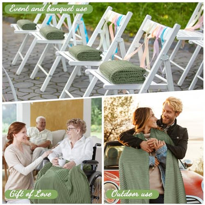Buryeah 6 Pcs Flannel Throw Blanket Bulk 50 x 60 in Sleepover Blanket Outdoor Wedding Throw Lightweight, Oeko-tex Standard 100 Certified for Sofa Homeless Gifts (Sage Green) - color: Sage Green