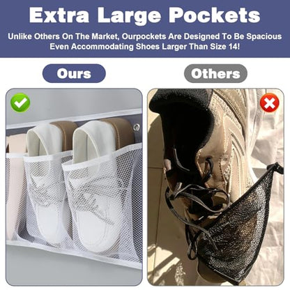 2 Pack RV Shoe Storage Solutions, Hanging Shoe Organizer with 8 Large Pockets, Wall Mounted Bedside Caddy for Entryway, Camper, Dorm & Bedroom Organization, Gray