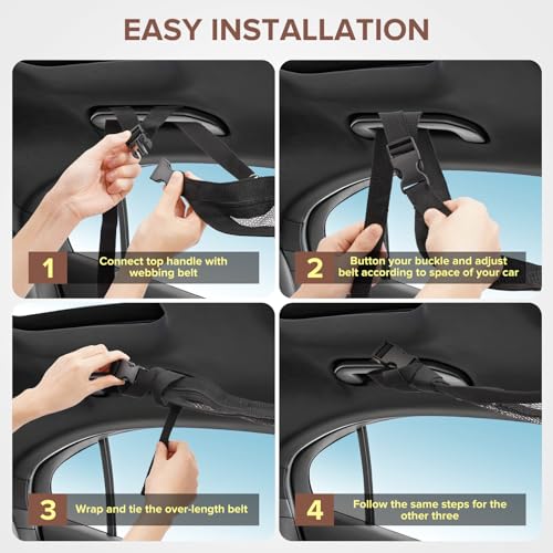 3 Handle Car Ceiling Cargo Net for SUV Roof Storage | Large 35.4" x 23.6" Perfect for road trips, camping, family travel and car organization,No tools required - size: 35.4"x23.6"
