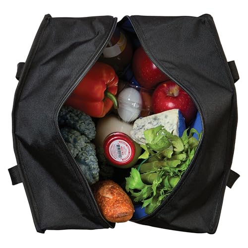 PackIt(R) Freezable Grocery Tote, Black, Built with EcoFreeze(R) Technology, Foldable, Collapsible, Reusable, Zip Closure, Dual handles, Great for Transporting Fresh Groceries - color: Black