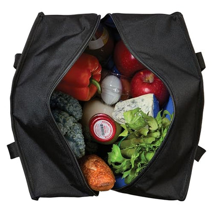 PackIt(R) Freezable Grocery Tote, Black, Built with EcoFreeze(R) Technology, Foldable, Collapsible, Reusable, Zip Closure, Dual handles, Great for Transporting Fresh Groceries - color: Black