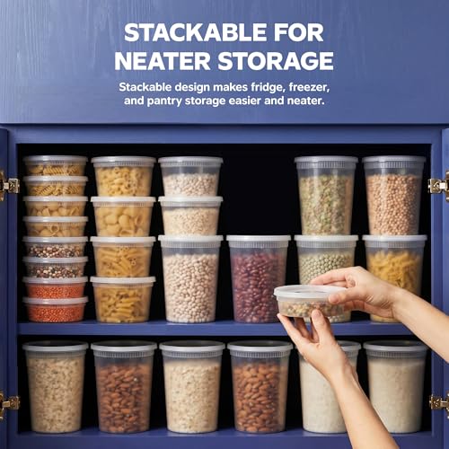 GUSTO 8 oz. Plastic Deli Disposable Food Storage Containers with Airtight Lids - [48 Sets] Slime Containers (Formerly Comfy Package) - size: 8 oz