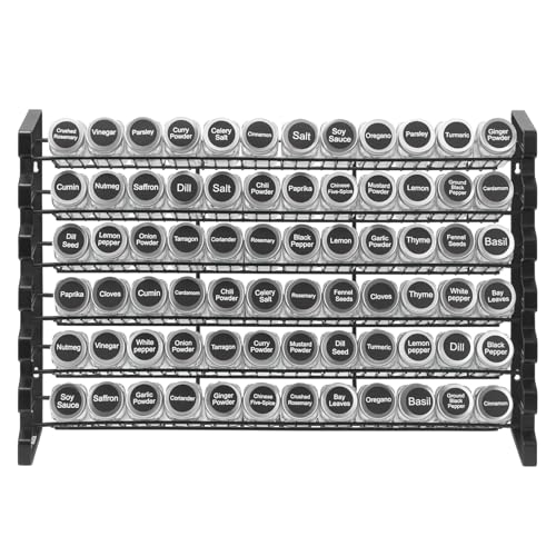 VEVOR Spice Rack Organizer for Cabinet, Spice Organizer with 72 Empty Spice Jars, Lids, Spice Labels, and Funnel Complete Set, Seasoning Organizer for Countertop, Kitchen, Pantry, Cupboard, 23x16 in - size: 23x16 in
