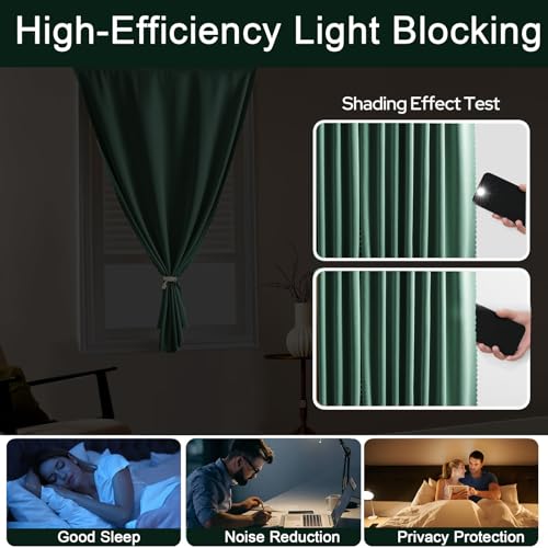 Self Adhesive Curtains - No Drilling, No Rod, Easy to Install Blackout Curtains for Window Blinds,Bedroom(Dark Green 35 * 59in-1P) - color: Dark Green, size: 35"W x 59"L (Pack of 1)