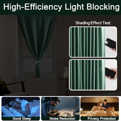 Self Adhesive Curtains - No Drilling, No Rod, Easy to Install Blackout Curtains for Window Blinds,Bedroom(Dark Green 35 * 59in-1P) - color: Dark Green, size: 35"W x 59"L (Pack of 1)