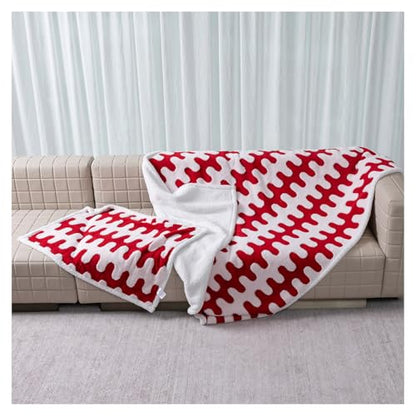 Waterproof 85x85in Pet Blanket Red Stylish Jacquard Sharpa Fleece Dog Blankets for King Size Bed Couch Sofa Covers Furniture Protection Washable Reversible Covers (Red Wave,XXL) - color: Red Wave, size: XXL-216*216cm(85*85in)