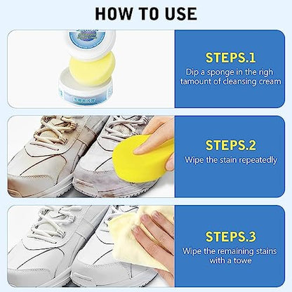 RUOQI Multi-Functional Cleaning and Stain Removal Cream With Sponge, 2023 New Multipurpose Cleaning Cream, White Shoe Cleaning Cream, White Shoe Cleaner, Decontaminate Solid Paste