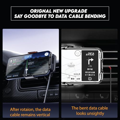 Wireless Car Charger Phone Holder, 15W Auto Clamping Car Phone Mount Charger with Gesture Control, 90 Degree Auto Rotation, Dual Vent and Dashboard Mount for iPhone and Android