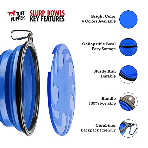 Tuff Pupper SuperBigSlurp Collapsible Dog Bowls, Extra Large Capacity, Portable, Food Safe, Odorless, Non-Toxic Silicone - color: Nebulas Blue