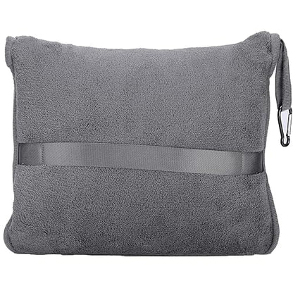 BlueHills Premium Soft Travel Blanket Pillow Airplane Flight Blanket Throw Bag Pillowcase Compact Large 2 in 1 Combo Warm Traveling Plane Essentials Portable Gifts Lightweight Grey Gray T007 - color: Gray-1pk-t007