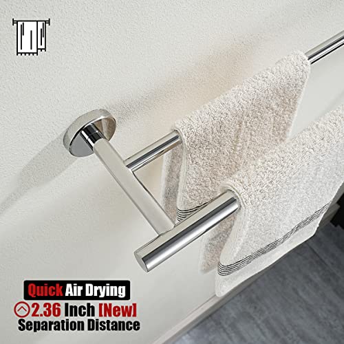 JQK Bathroom Hardware Towel Bar Set, 5-Piece Bath Accessories Set Polished Chrome Wall Mount Includes 24 in Towel Bar, 9 in HT Bar, TP Holder, Towel Hook x 2, BAS105-CH - color: Chrome