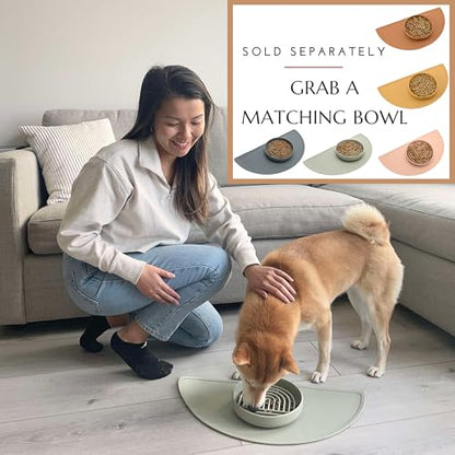 Should We Go? Waterproof Silicone Dog Food Mat – Medium Size Non-Slip Pet Bowl Mat, Raised Edge Design, Easy-to-Clean Pet Food Placemat for Dog & Cat Bowls, 21" Across x 10.5" Deep - Blush - color: Blush, size: Medium