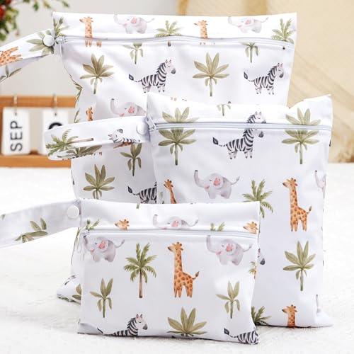 Happy Flute 3 Set Wet Bag Storage Bag Zipper Waterproof Washable | Travel Bags, Beach, Pool, Gym Bag for Cloth Diaper, Swimsuits & Wet Clothes(EF544) - color: EF643