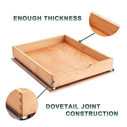 Fully Assembled Pull Out Cabinet Drawer, Wood Pull Out Cabinet Organizer, Soft Close Slide Out Pull Out Drawers for Kitchen Cabinets, Fast and Easy DIY Installation, 18”W x 21”D - size: 18”W x 21”D