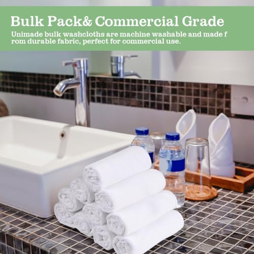 UNIMADE Washcloths Bulk - 400 Pack - Face Towels (12" x 12"), Highly Soft Wash Cloths and Hand Towels, Fast Drying Multi-Purpose Microfiber Cleansing Cloths for Bathroom, Hotel, Spa, and Salon - White - color: White, size: 400Pack