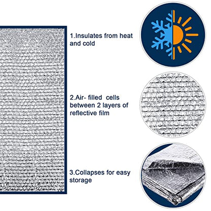 Frienda Rv Window Reflective Insulation Roll 35.8inch*10ft Double Aluminum Foil Heat Bubble Thermal Window Shade Door Cover Blackout for Garage Roof Travel Camper Skylight Shield - size: 35.8inch*10f