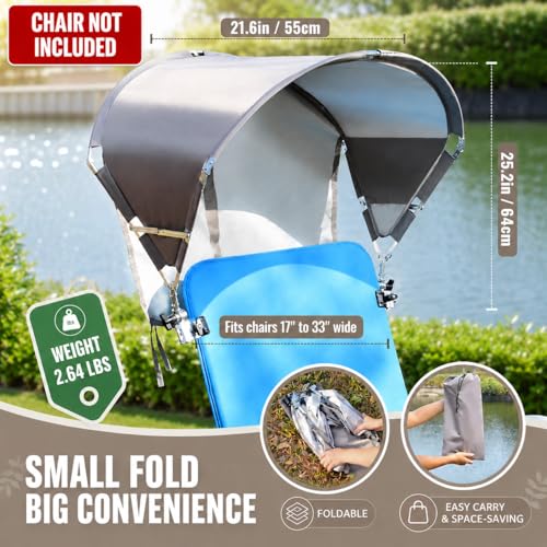 Universal Wind-Resistant Chair Umbrella Canopy, Foldable Portable UPF 50+ Sun Shade Attachment with Adjustable Clamp, Fits Most Beach, Camping, Lawn, Sports, Tanning, Zero Gravity Chairs, Patented - style: Regular