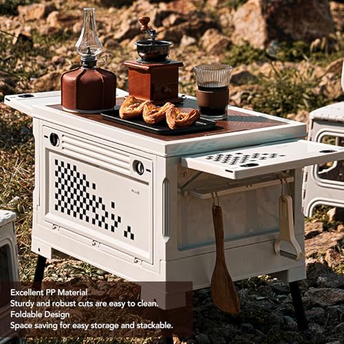 Folding Storage Camping Box Multifunctional 4 Way Opening Outdoor Camping Storage Box Durable Sturdy Foldable Design for Home Travel