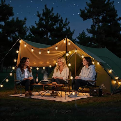 RTTY Outdoor String Lights 50 FT, Patio Light for Outside, Waterproof G40 Shatterproof LED Bulbs, Dimmable Hanging Connectable Globe Lighting for Backyard, Porch, Bistro, Balcony, Deck, Warm White - size: 50FT