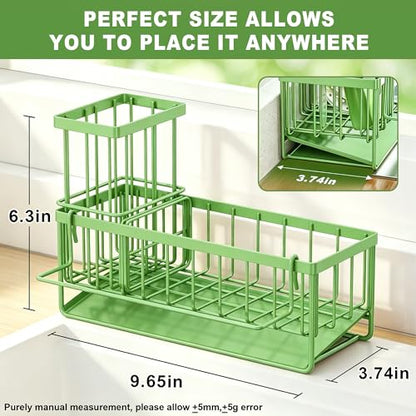 Sponge Holder for Kitchen Sink, Kitchen Sink Caddy, Kitchen Sink Sponge Holder, Dish Sponge Holder, Kitchen Sink Organizer for Sponge, Dish Brush, Scrubber(9.65" x 3.74" x 6.3", Avocado) - color: Avocado