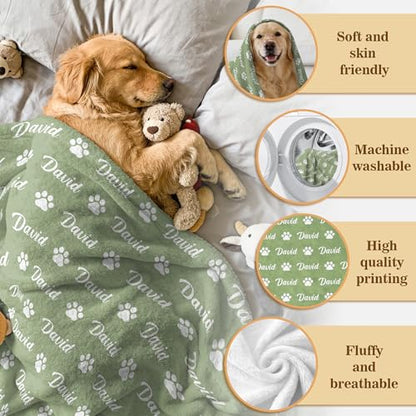 Custom Dog Name Blanket, Personalized Pet Blankets with Name, Throw Blanket for Small Medium Large Dog Puppy Cat, Customized Puppy Blankets for Animal Women Men Lovers Memorial Gift - color: Design1