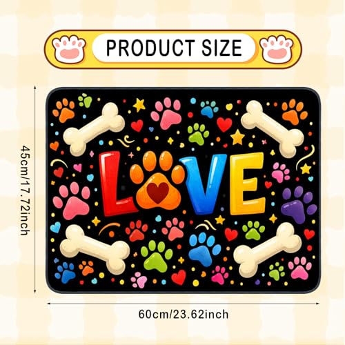 Nuxovilar Pet Food Mat Dog Supplies Vibrant Love-Themed Polyester (23.62×17.71 inches) Bowl Water Spill Pad Feeding Gear for Kitchen, Pet Station, Dining Area - color: TT17786