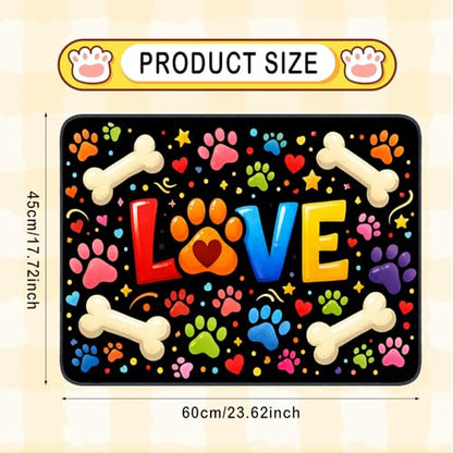 Nuxovilar Pet Food Mat Dog Supplies Vibrant Love-Themed Polyester (23.62×17.71 inches) Bowl Water Spill Pad Feeding Gear for Kitchen, Pet Station, Dining Area - color: TT17786