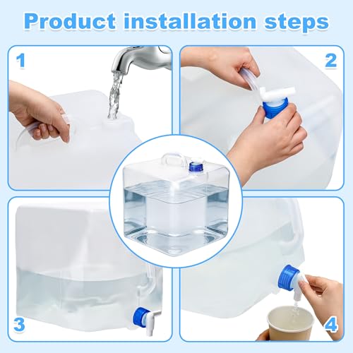 2 Pack 5.3 Gallon Collapsible Water Container with Spigot, BPA-Free Food Safe Water Storage Jug, Portable Foldable Canteen for Outdoor Camping Hiking Emergency Home Use Canteen