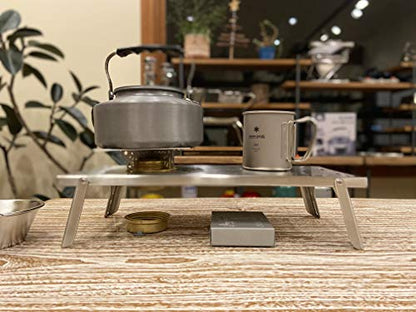 CAMPINGMOON Solo Camping Table Small Tabletop Heat Shield Windshield Stainless Steel Lightweight Compact with Storage Bag for ST-310 Alcohol Stove SK-310CP (Silver-JP) - color: Silver-JP