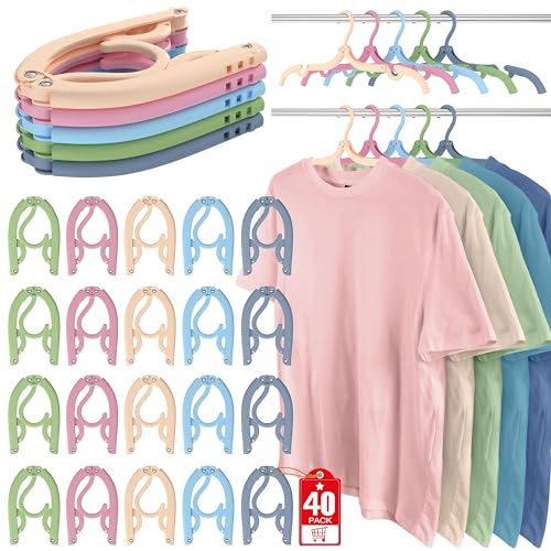 40 Pcs Travel Hangers Portable Foldable Hanger Cruise Essentials Multicolor | Travel Hangers Organizer Plastic Clothes Drying Rack Folding Hanger for Camping Flying RV Europe Vacation Essentials Suitcase - color: Multicolor, size: 40 Pack