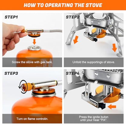 Odoland 3500W/6800W Windproof Camp Stove Camping Gas Stove with Fuel Canister Adapter, Piezo Ignition, Carry Case, Portable Collapsible Stove Burner for Outdoor Backpacking Hiking and Picnic - style: 3500W