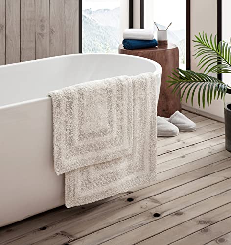 Eddie Bauer - Bathroom Rug, 100% Soft Plush Tufted Cotton Bath Rug, Highly Absorbent, Quick-Dry, and Skid-Resistant Backing (Logan Beige, 2 Piece) - color: Beige, style: 2 Piece