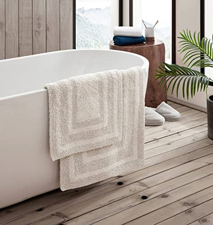 Eddie Bauer - Bathroom Rug, 100% Soft Plush Tufted Cotton Bath Rug, Highly Absorbent, Quick-Dry, and Skid-Resistant Backing (Logan Beige, 2 Piece) - color: Beige, style: 2 Piece