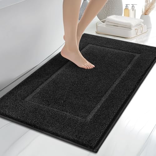 anllugs Bathroom Rugs 24" x 36", Non-Slip Extra Soft Absorbent Bath Rugs, Machine Washable Quick Dry Bath Mats for Bathroom Floor, Shower, Bathtub and Sink, Black - color: Black, size: 24" X 36"
