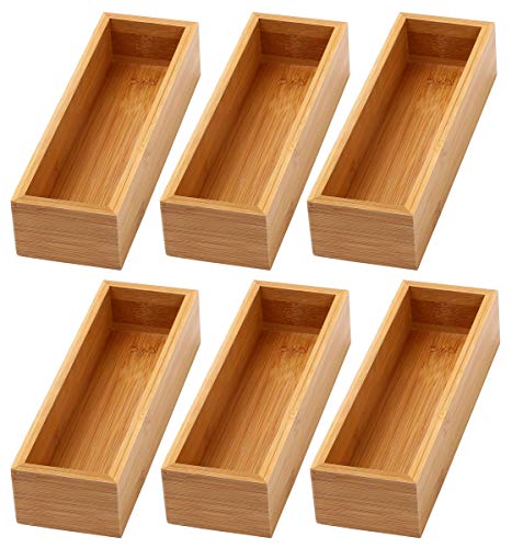 YBM HOME Bamboo Drawer Organizer Storage Box for Kitchen Drawer, Junk Drawer, Office, Bedroom, Children Room, Craft, Sewing, and Bathroom, 6 Pack 3x9x2 inch - size: 3x9x2 Inch ( Pack of 6 )