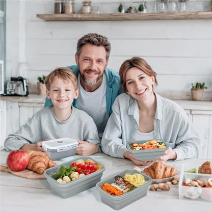 Collapsible Silicone Food Storage Container, Meal Prep Food Storage Containers with Lids, Lunch Containers Collapsible Bowls Sets for Microwave, Oven, Freezer and Dishwasher, BPA Free, Dark Blue - color: Dark Blue