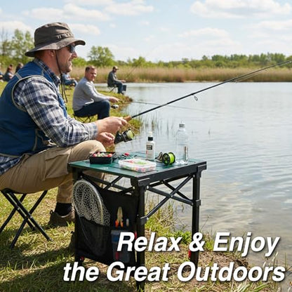 Camping Table Portable Foldable with Adjustable Height, Lightweight Collapsible Aluminum Roll-Up Camp Table with Storage Bag & Carry Bag, Heat-Resistant for RV Picnic BBQ Camping (Small 16"×13") - size: Small 16"×13" - Low Table Height (21"H)