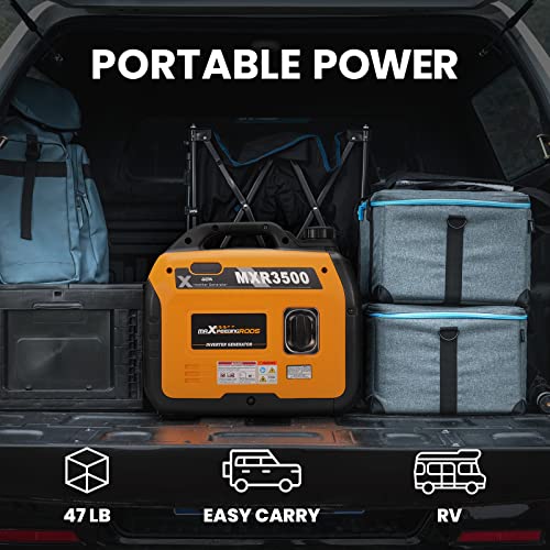 maXpeedingrods 3400 Watt Portable Inverter Generator Gas Powerd, Compact and Lightweight RV Ready Generator for Outdoor Camping, Home Backup - style: MXR3500+Gas+Recoil Start
