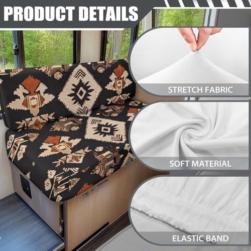 RV Dinette Cushion Covers Black Indian Tribal Pattern RV Seat Covers Camper Cushion Covers Dinette Booth Set Washable RV Couch Cover 2 Cushion Sofa RV Beach Seat Covers for Dinette - color: Indian Tribal