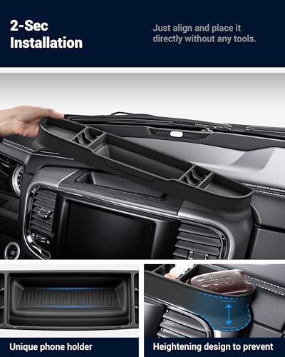 Dashboard Storage Organizer Compatible with Dodge RAM 1500/2500/3500 2013-2018 Only 5" and 8.4" Screen Dash Storage Tray Replacement for Ram 1500 Accessories (Not for 12"/14.4") - size: 2013-2018